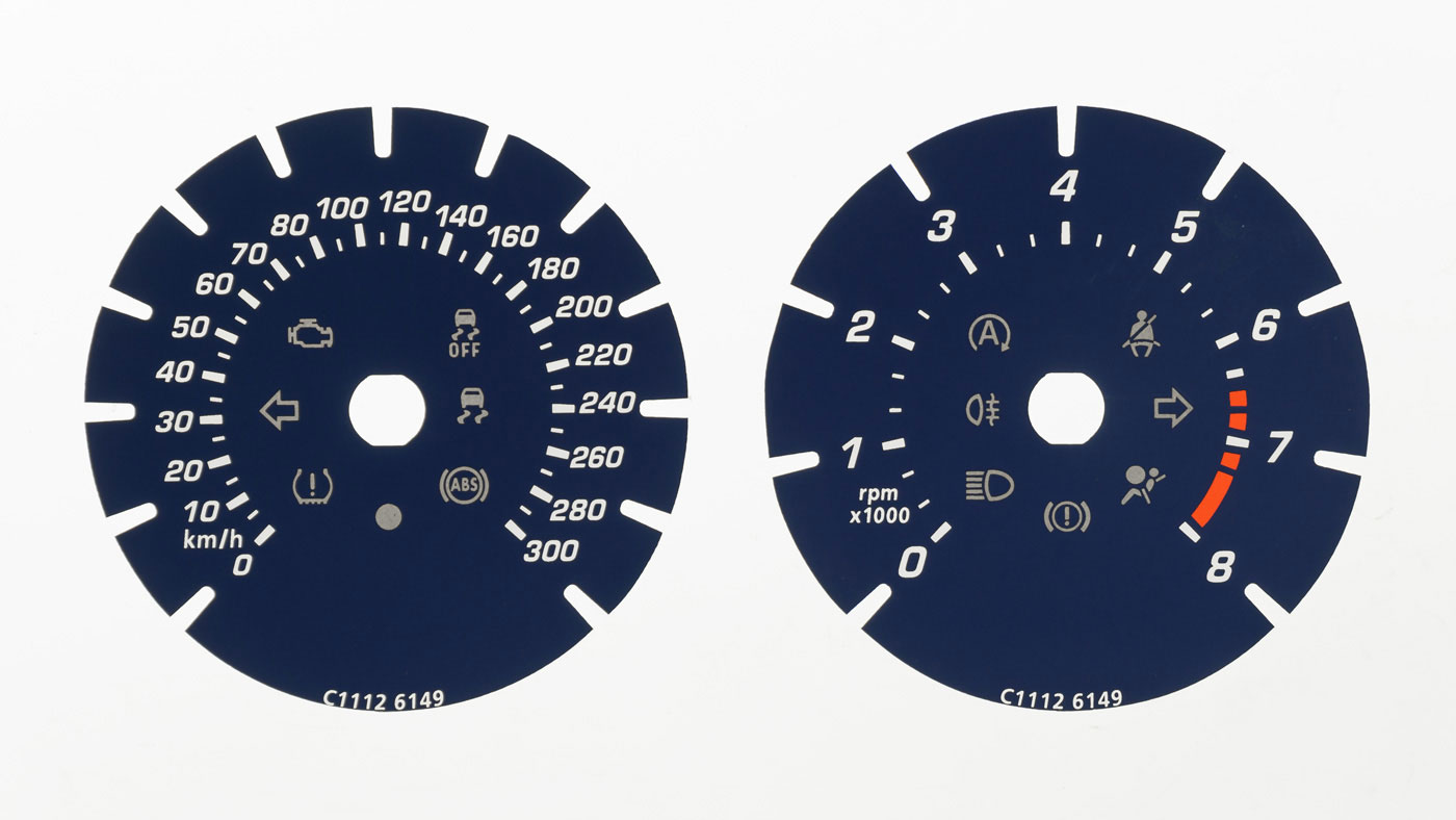 Maserati Ghibli. MPH to KMH Conversion Dial for imported vehicle. Part No. C1112 - Image 3