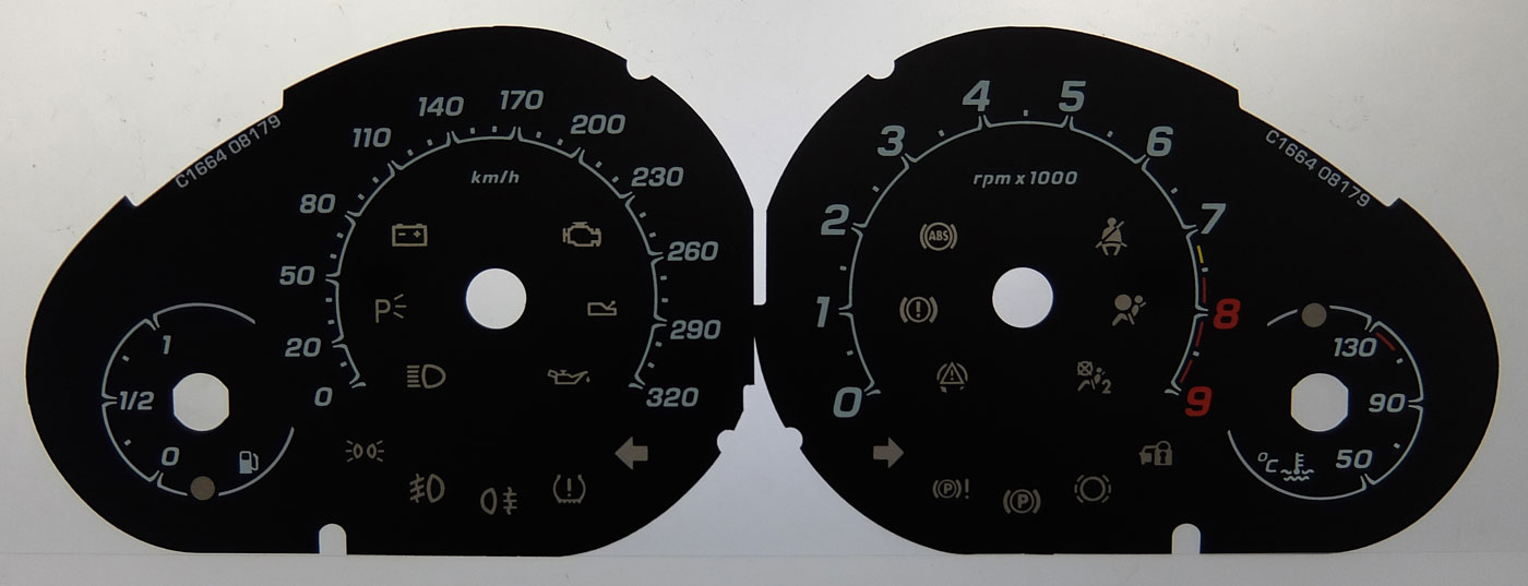 Maserati GranTurismo MC Stradale, MPH to KMH Conversion Dial for imported / exported vehicle. Part No. C1664