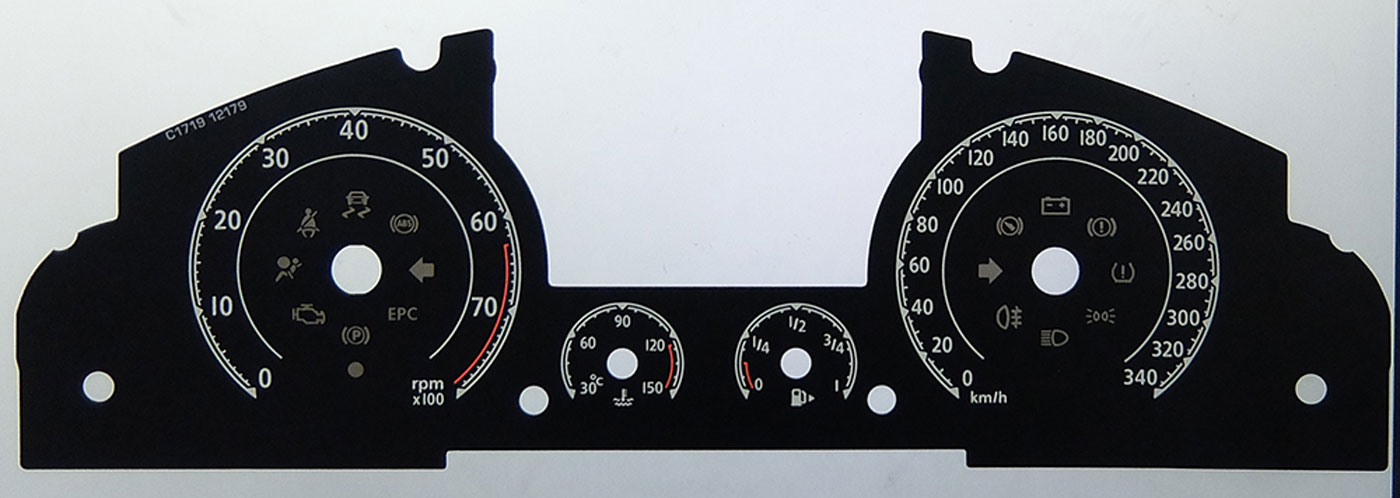 Bentley Continental, MPH to KMH Conversion Dial for imported / exported vehicle. Part No. C1719