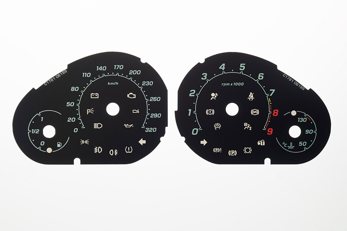 Maserati GranTurismo (Stradale Style) MPH to KMH Conversion Dial for imported / exported vehicle. Part No. C1781