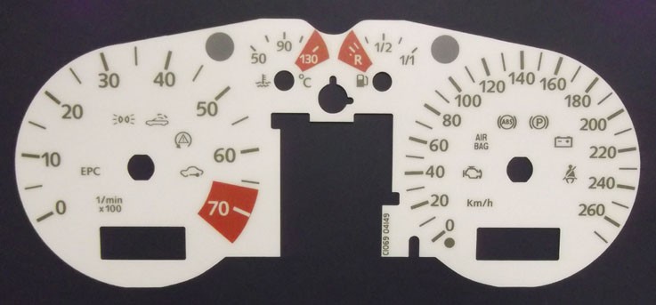 Audi TT. MPH to Kmh conversion dials for imported / exported vehicles. Part No.C1069 - Image 2