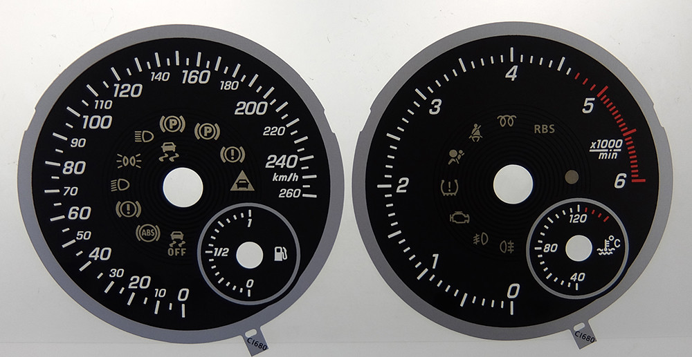 Mercedes B-Class, MPH to KMH Conversion Dial for exported vehicle. Part No. C1680