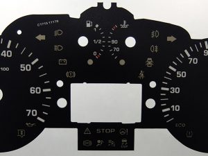 Citroen Berlingo Petrol Models, MPH to KMH Conversion Dial for imported / exported vehicle. Part No. C1715