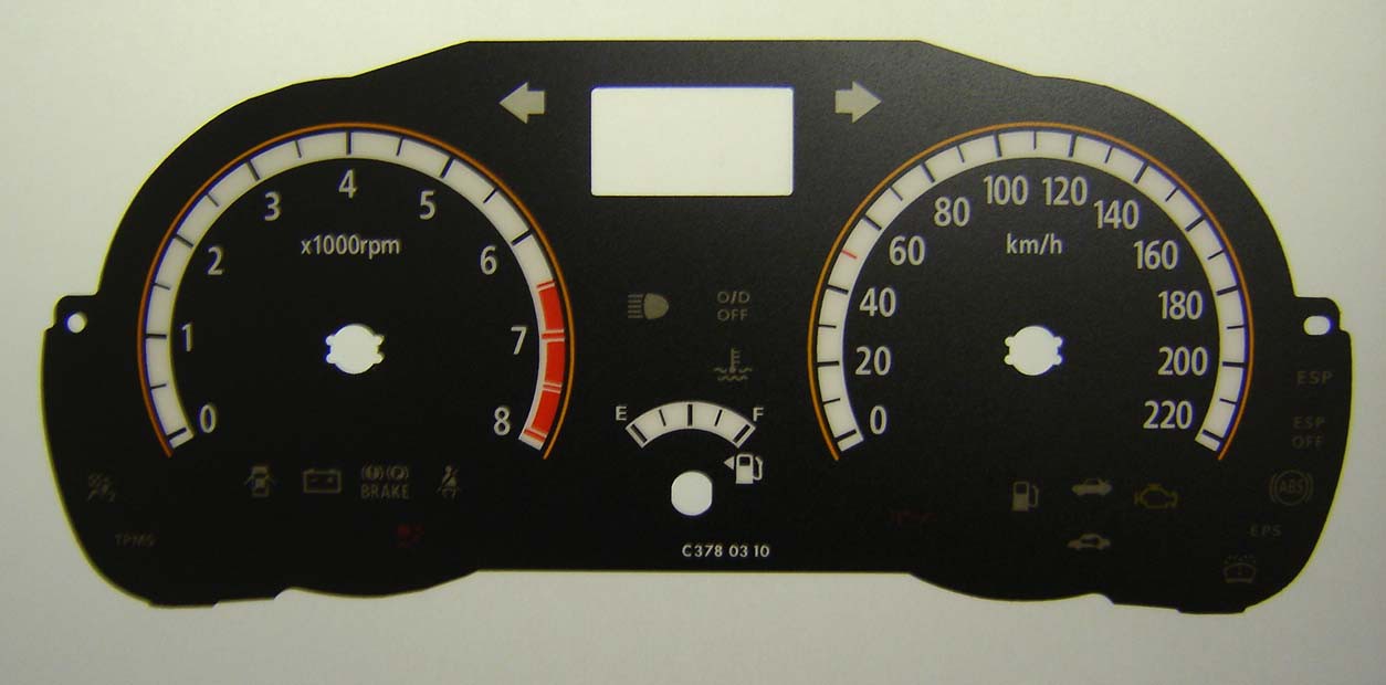 Rio (Petrol) MPH to KM/H Conversion Dial for imported/exported vehicle. Part No. C378