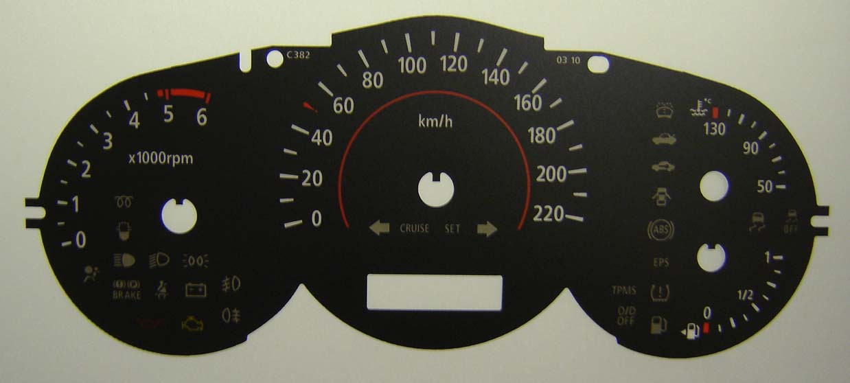 Soul (Diesel) MPH to KM/H Conversion Dial for imported/exported vehicle. Part No. C382