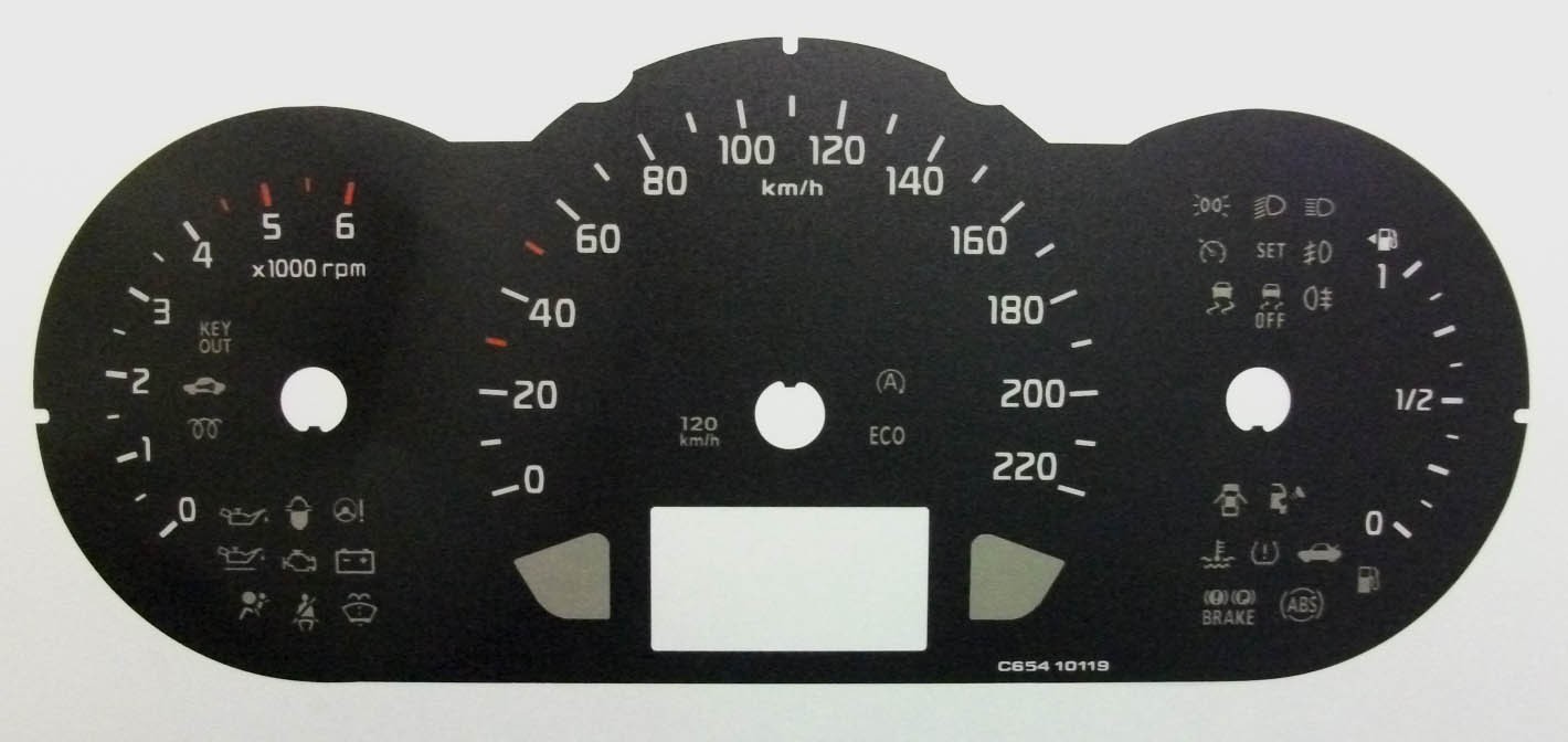 Rio (Diesel) MPH to KM/H Conversion Dial for imported/exported vehicle. Part No. C654