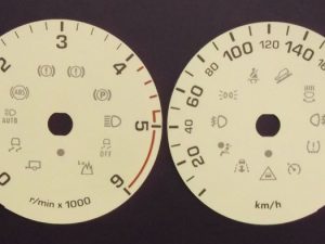 Range Rover Sport & Land Rover Discovery Diesel or Petrol. Cream MPH to KMH Conversion Dial for imported / exported vehicle. Part No. C684CR