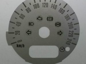 Mini Cooper and Cooper S, 240KMH. MPH to KMH Conversion Dial for imported vehicle. Approx 95mm diameter. Part No. C873