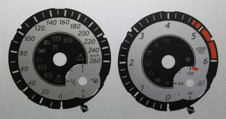 CLA Diesel. KMH Dial for exported vehicle. Part No. C949
