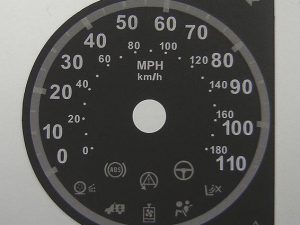 Ducato, Boxer, Rambler, Relay, Daily, Hymer Motorhome 2006 on. KMH to MPH Conversion Dial for imported vehicle. Part No. C124