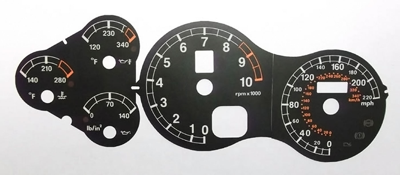 Ferrari 360 Modena & Spider. KMH to MPH Conversion Dial for imported vehicle. Part No. 8058
