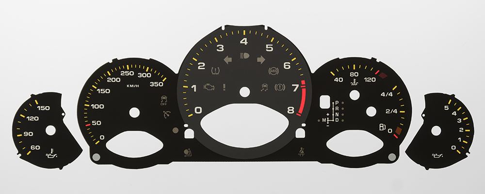 Porsche 911 (997) Turbo GT2 Replica, 350 kmh, KMH Replacement Dial. Part No. 8368