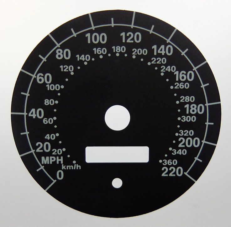 Lamborghini Diablo. KMH to MPH Conversion Dial for imported vehicle. Part No. C1156