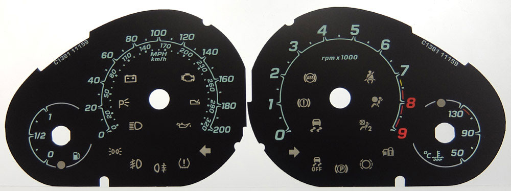 Maserati GranTurismo MC Stradale KMH to MPH Conversion Dial for imported vehicle. Part No. C1381