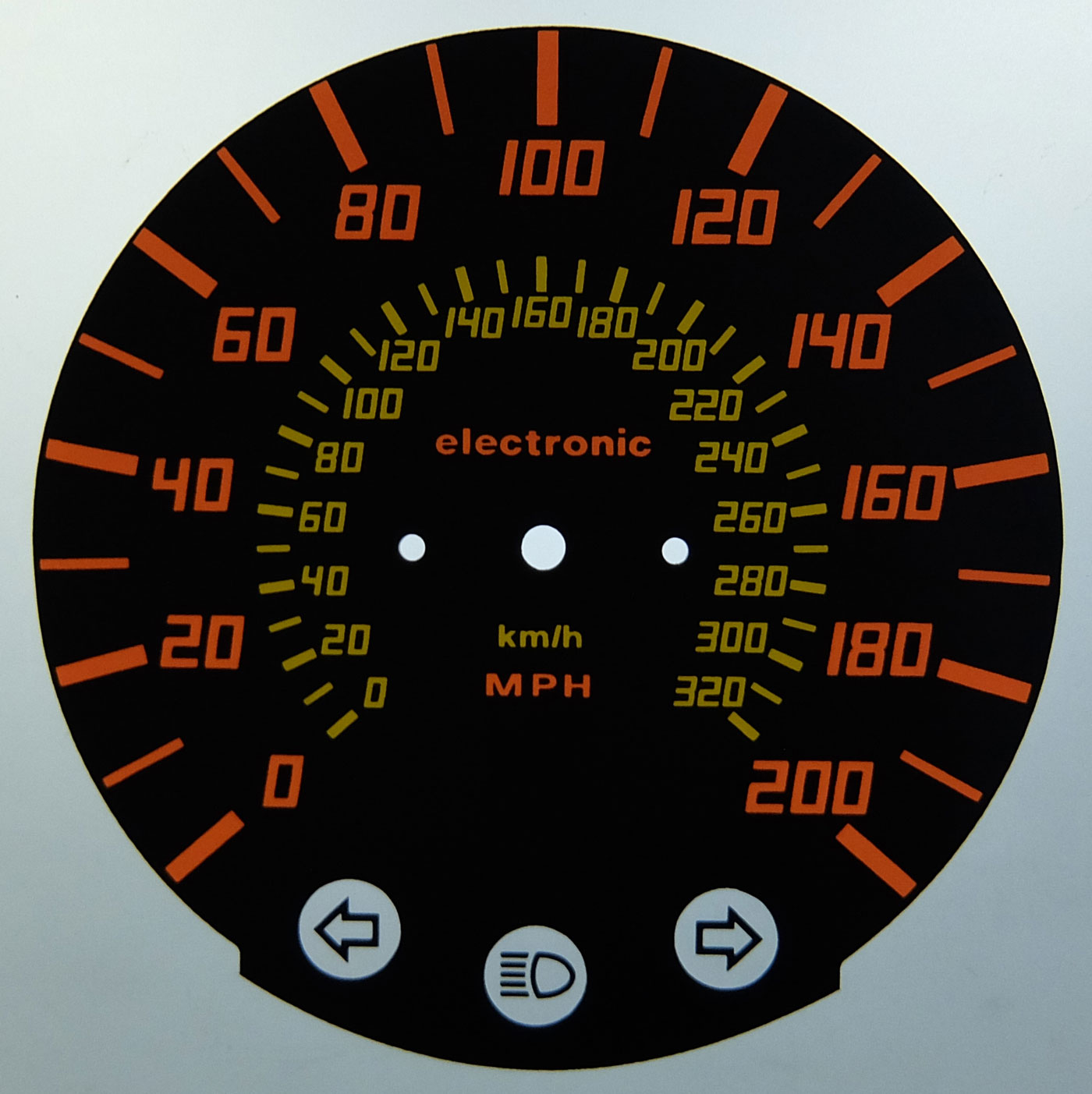 Ferarri Testarossa KMH to MPH Conversion Dial for imported / exported vehicle. Part No. C1417
