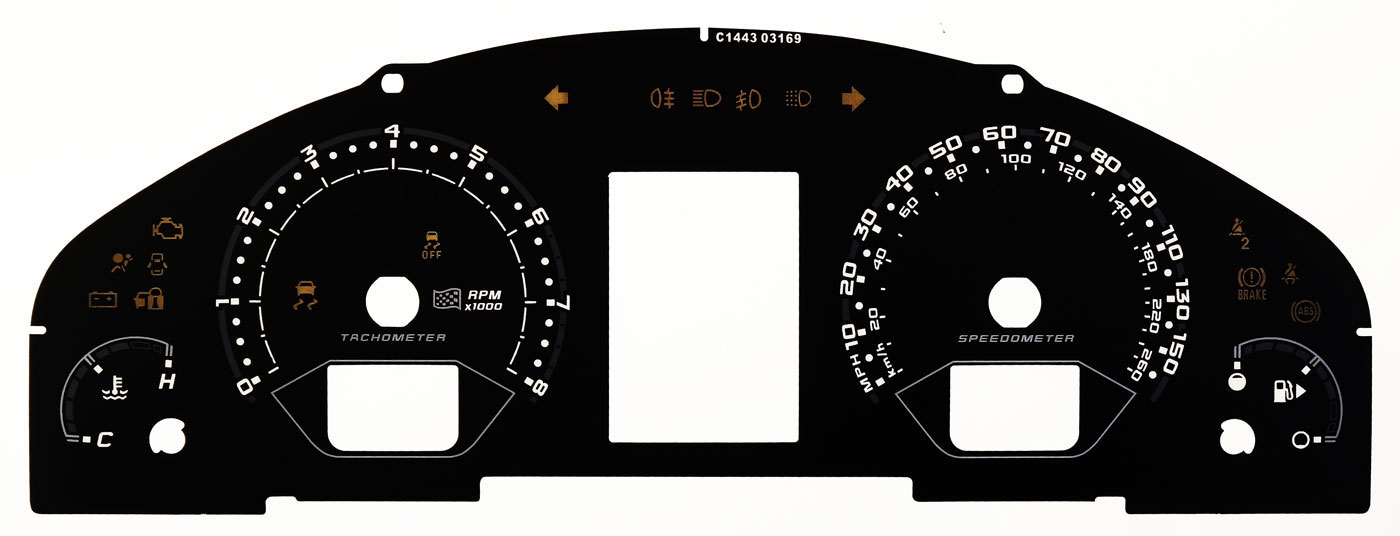 HSV E Series GTS & Holden VE Commodore/UTE KMH to MPH Conversion Dial for imported / exported vehicle. Part No. C1443