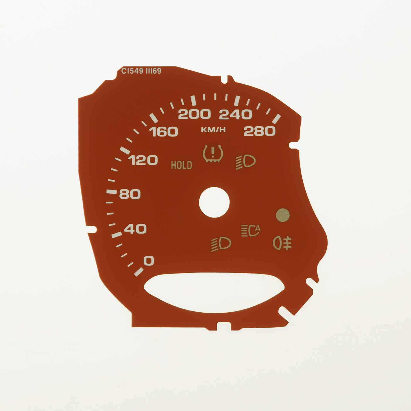Porsche Cayman / Boxster with auto lights icon, MPH to KMH Conversion Dial for imported / exported vehicle. Part No. C1549 - Image 2
