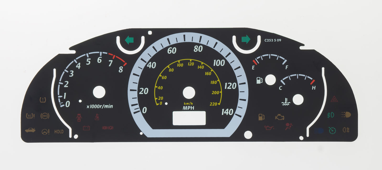 Lacetti and Holden Viva KMH to MPH Conversion Dial for imported vehicle. Part No. C253