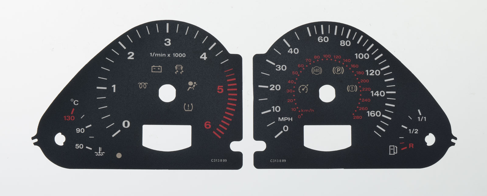 A6 and Q7 Diesel. KMH to MPH Conversion Dial for imported vehicle. Part No. C313