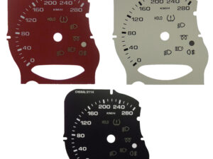 Porsche Cayenne with Auto Lights icon, MPH to KMH Conversion Dial. (280 KMH) Part No. C468AL