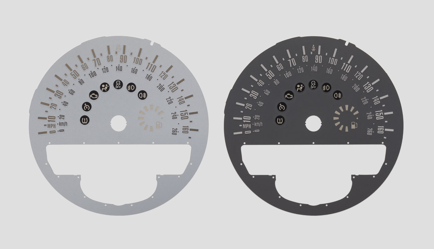 Mini Cooper S & Mini Countryman. KMH to MPH Conversion Dial for imported vehicle. Approx 205mm diameter. Part No. C505.