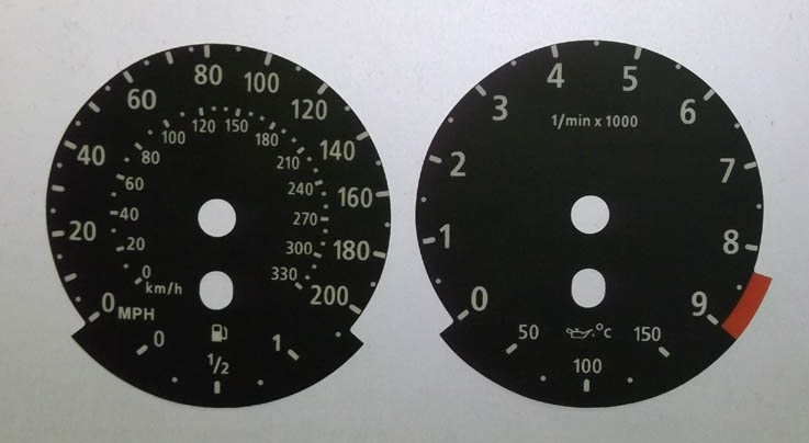 M3 (E90-E92-E93), M5 (E60-E61) & M6 (E63-E64). KMH to MPH Conversion Dial for imported vehicle. Part No. C933