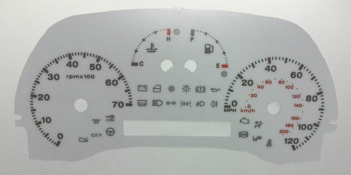 Punto Mk2 White Dials. With Rev Counter & 120 MPH speedo. Part No. C077W