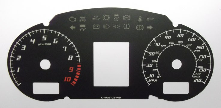 Lamborghini Gallardo. KMH to MPH Conversion Dial for imported vehicle. Part No. C1026