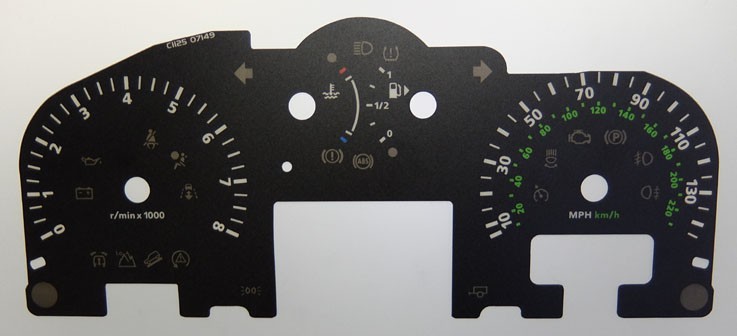 Range Rover Sport and Land Rover Discovery (Petrol). KMH to MPH Conversion Dial for imported vehicle. Part No. C1125