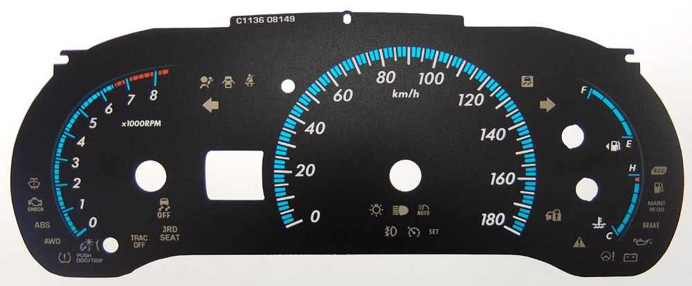 Toyota Sienna XLE MPH to KMH Conversion Dial for imported / exported vehicle. Part No. C1136