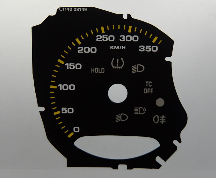 Porsche 911 (991) GT3, MPH to KMH Conversion Dial. Part No. C1140