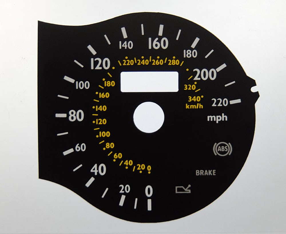 Ferrari 360 Modena & Spider. KMH to MPH Conversion Dial for imported vehicle. Part No. C1300