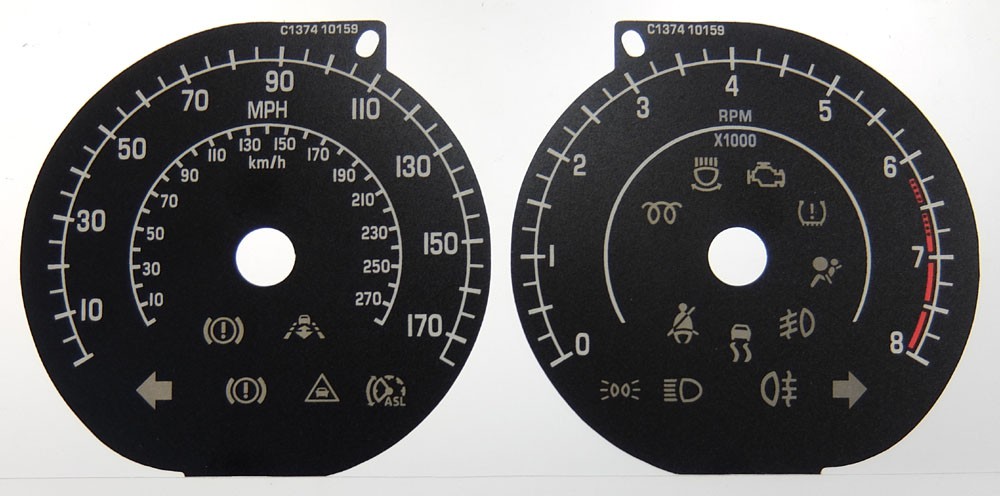 XK. KMH to MPH Conversion Dial for imported vehicle. Part No. C1374