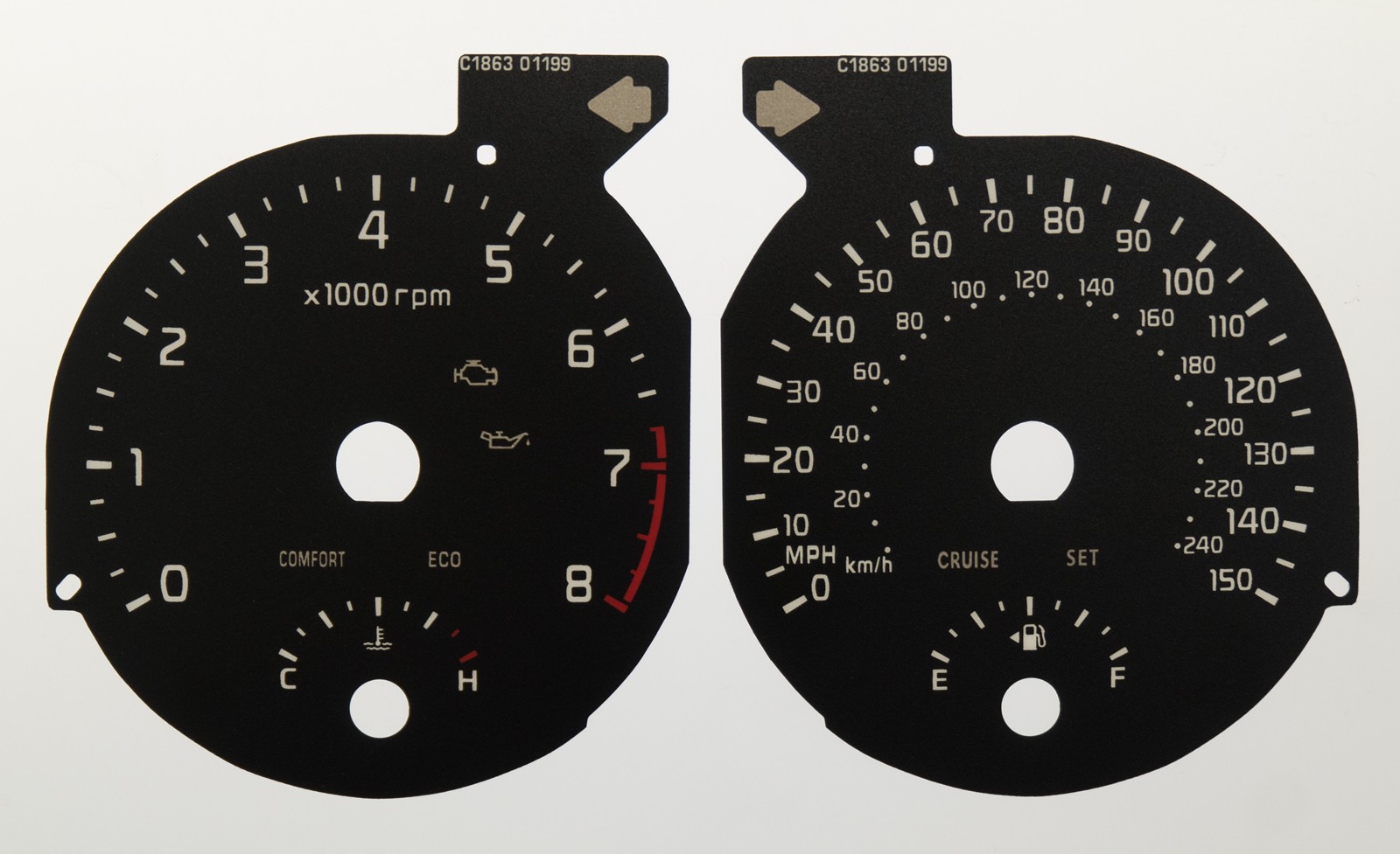 Sedona (Carnival), KMH to MPH Conversion Dial for imported / exported vehicle. Part No. C1863