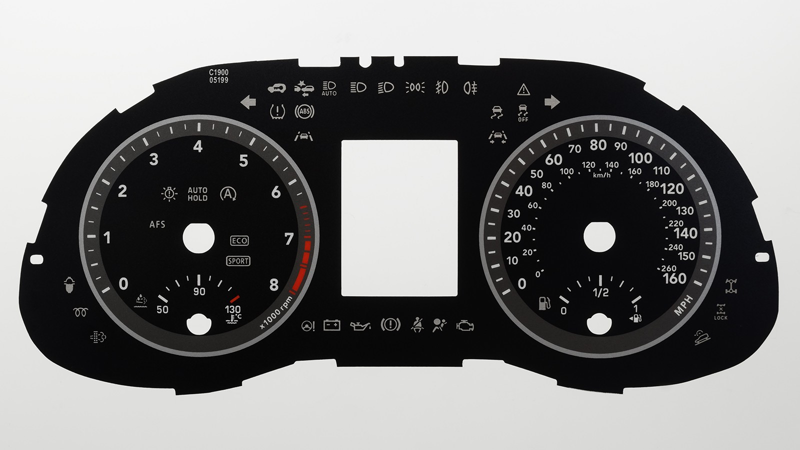 Hyundai Kona Petrol (160MPH) KMH to MPH Conversion Dial for imported / exported vehicle. Part No. C1900