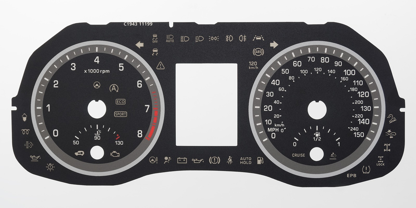 Hyundai Tucson Petrol KMH to MPH Conversion Dial for imported / exported vehicle. Part No. C1943