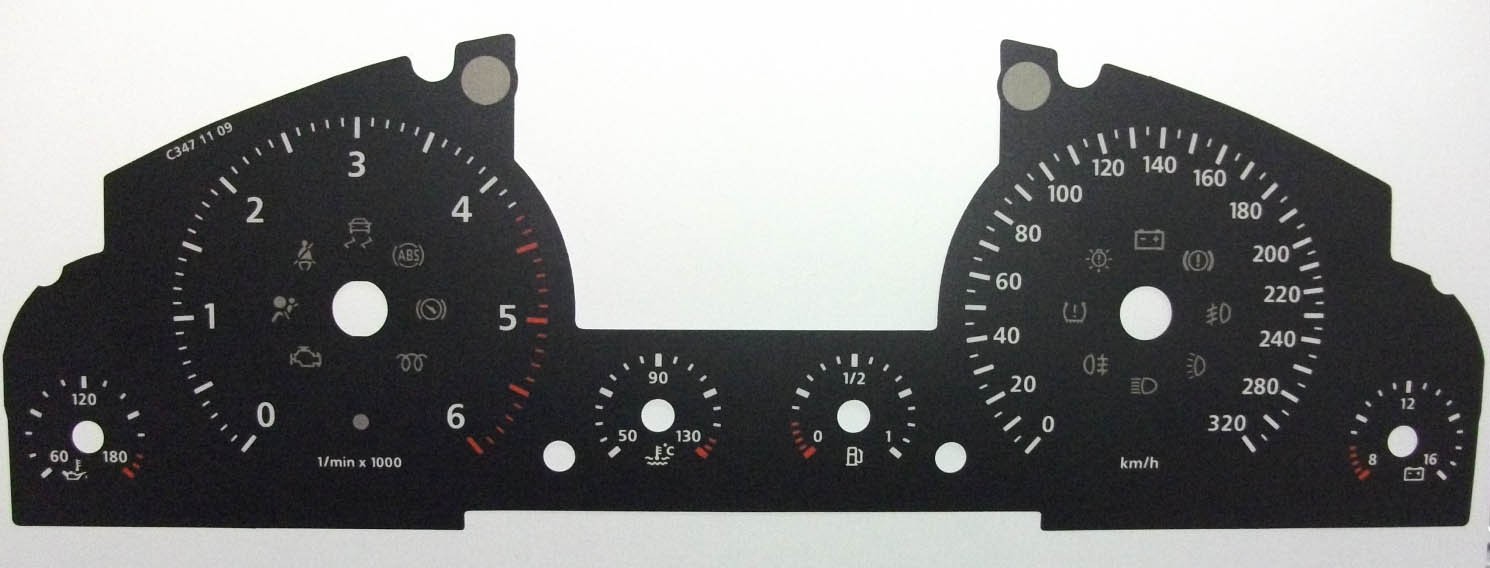 Touareg. MPH to KMH Conversion Dial for imported vehicle. Part No. C347