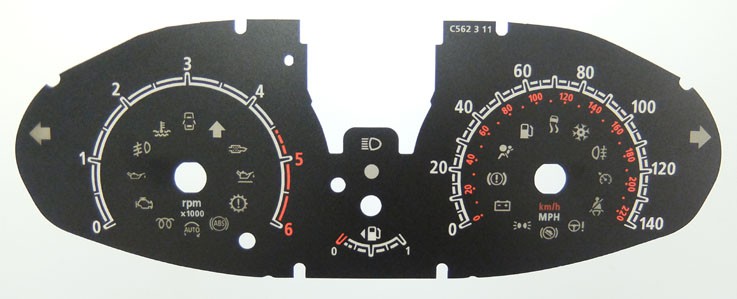 Fiesta (Diesel). KMH to MPH Conversion Dial for imported vehicle. Part No. C562