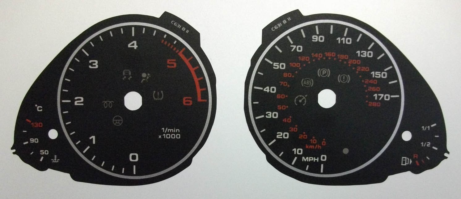 A4. Diesel. KMH to MPH Conversion Dial for imported vehicle. Part No. C631