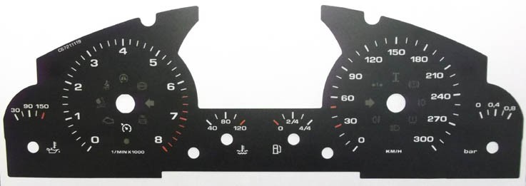 Porsche Cayenne MK1 (approx 2002 – 2010) MPH to KMH Conversion Dial. (300 KMH) Part No. C672BLACK