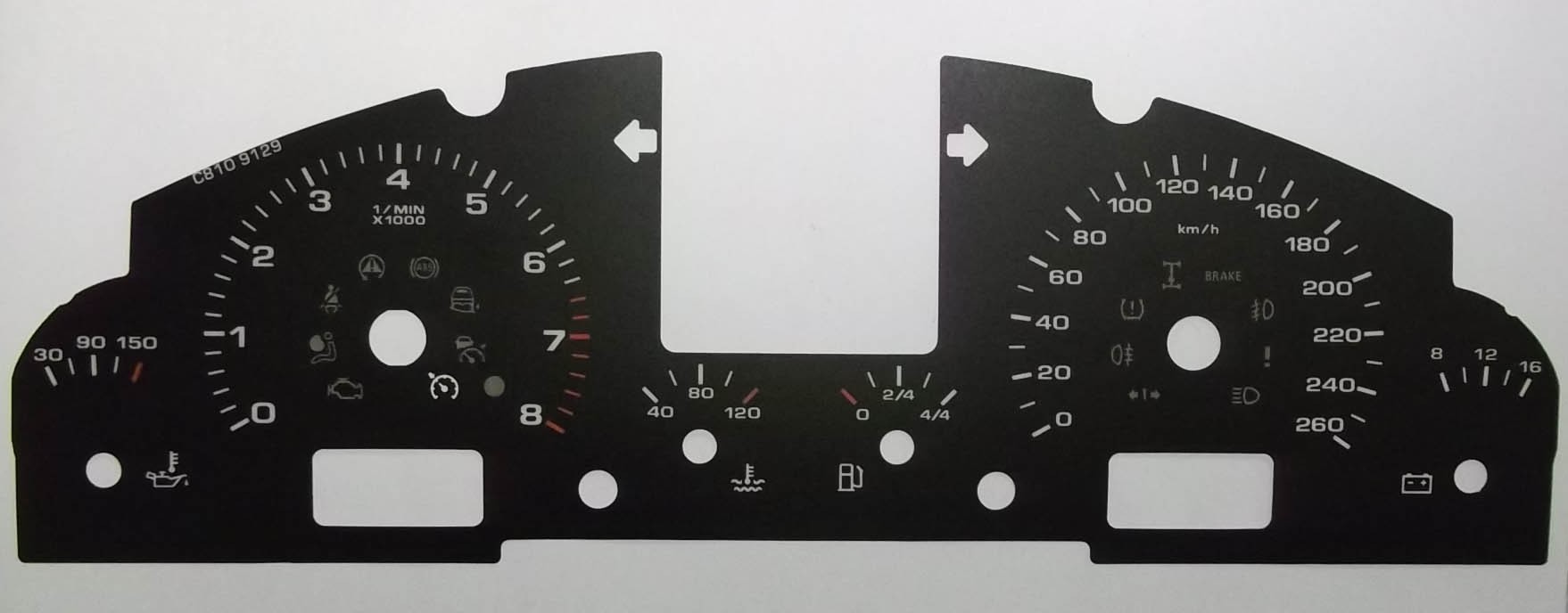 Porsche Cayenne MPH to KMH Conversion Dial. (260 KMH Petrol) Part No. C810