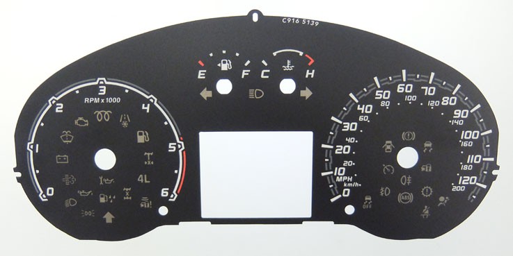Ford Ranger 2011 on & Mazda BT-50 Mk2, KMH to MPH Conversion Dial for imported vehicle. Part No. C916