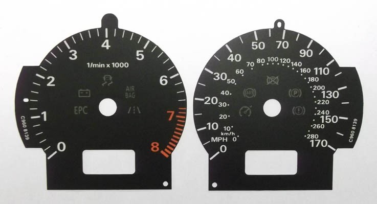 A8. KMH to MPH Conversion Dial for imported vehicle. Part No. C960