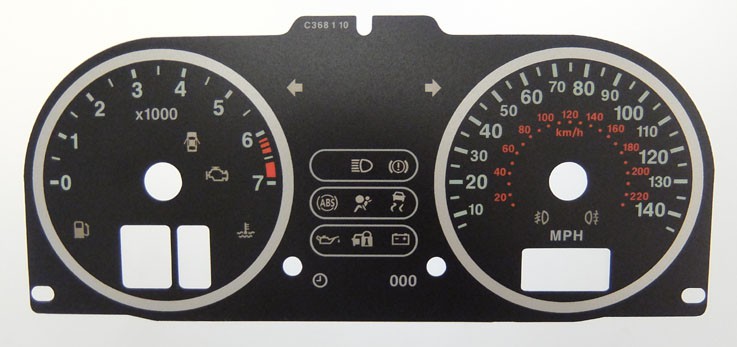 Fiesta Mk6 & Fusion (Petrol). KMH to MPH Conversion Dial for imported vehicle. Part No. C368