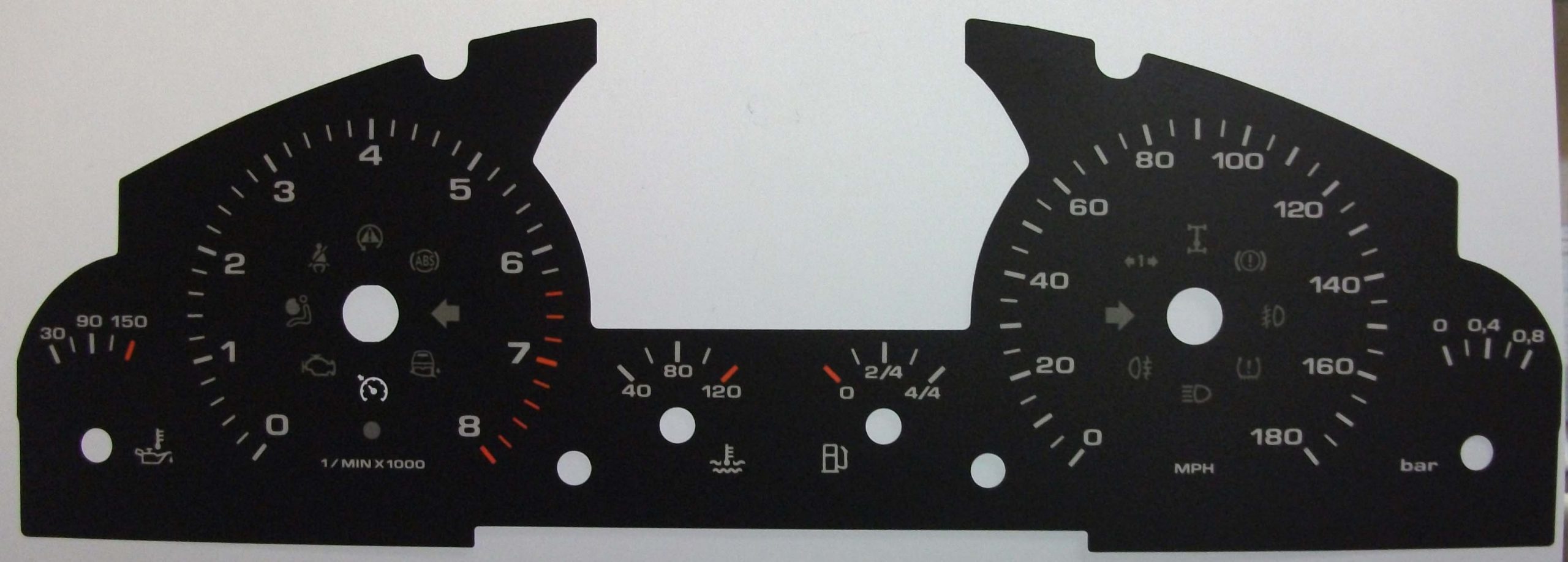 Porsche Cayenne Turbo KMH to MPH Conversion Dial for imported vehicle. Part No. 8077