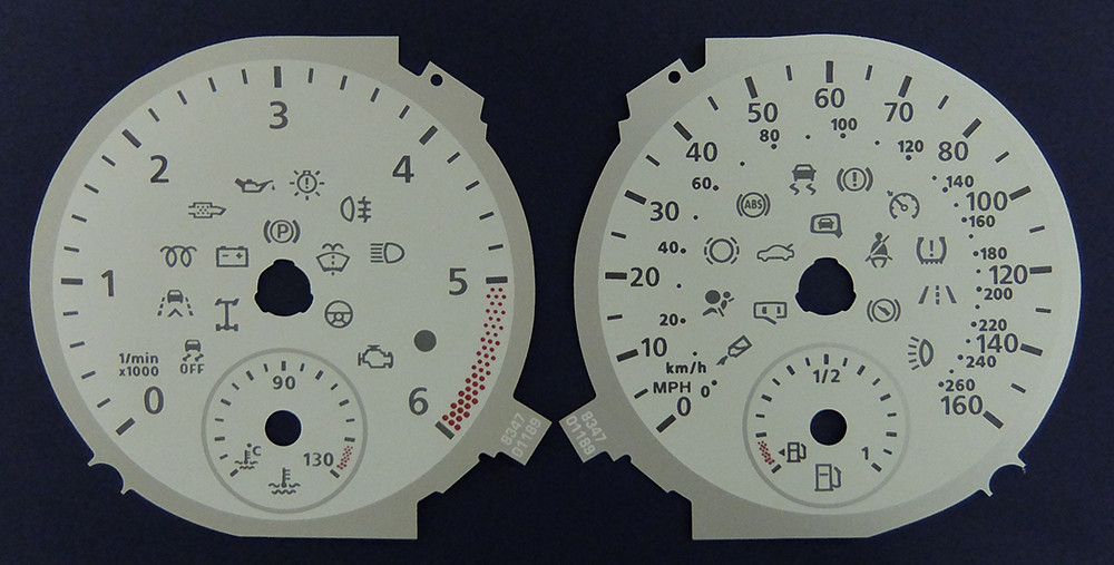 VW Transporter T5, Diesel models, White MPH Dial. Part No. 8347