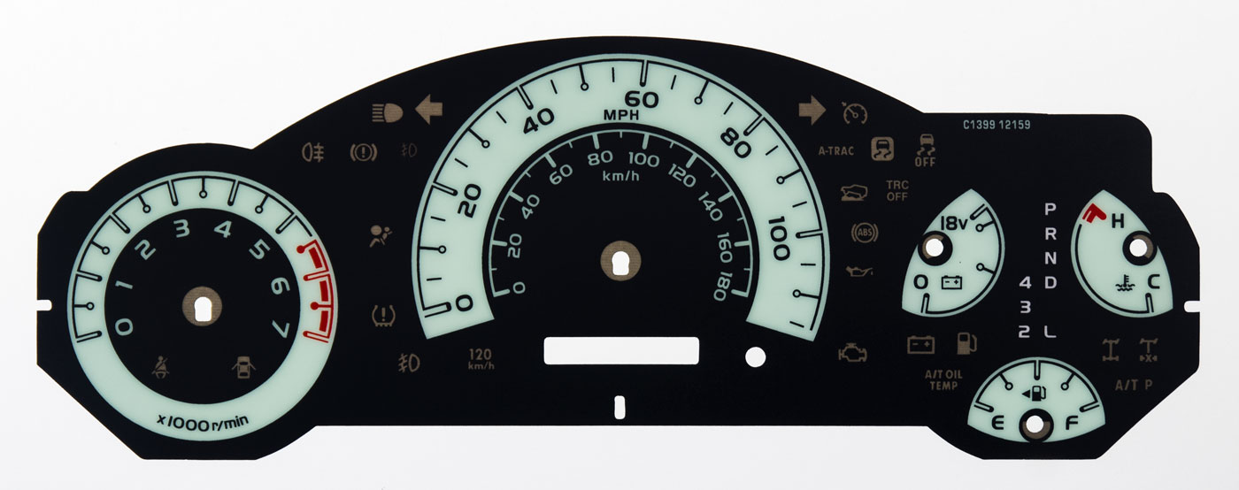 Toyota FJ Cruiser Petrol Automatic KMH to MPH Conversion Dial for imported vehicle. Part No. C1399