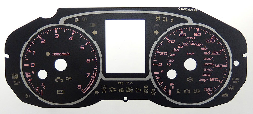 Subaru Impreza WRX STI, KMH to MPH Conversion Dial for imported / exported vehicle. Part No. C1585
