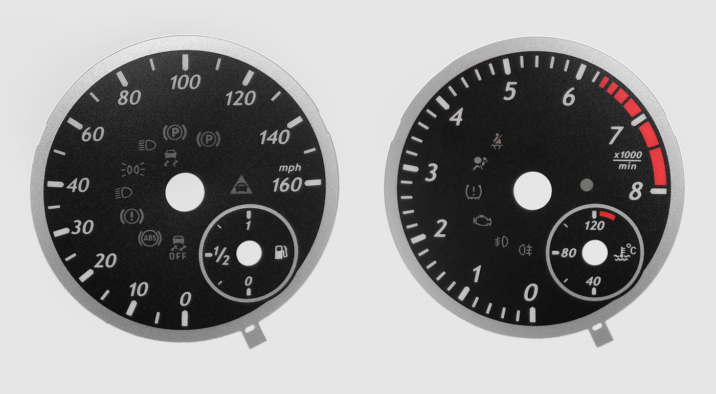Mercedes B Class Petrol Model, KMH to MPH Conversion Dial for imported / exported vehicle. Part No. C1646