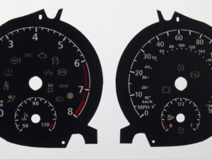 VW Golf Mk7, Tiguan, Touran, Passat & T-Roc KMH to MPH Conversion Dial for imported vehicle. 160 MPH. Part No. C1798
